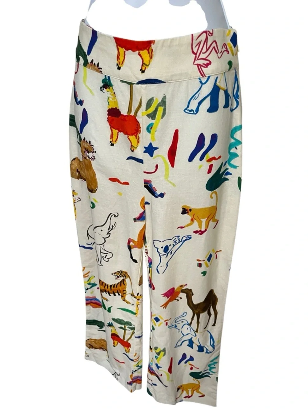 Sézane x G.Kero collab/ Jensen Trouser colorful animal print Cotton/Linen 34 S